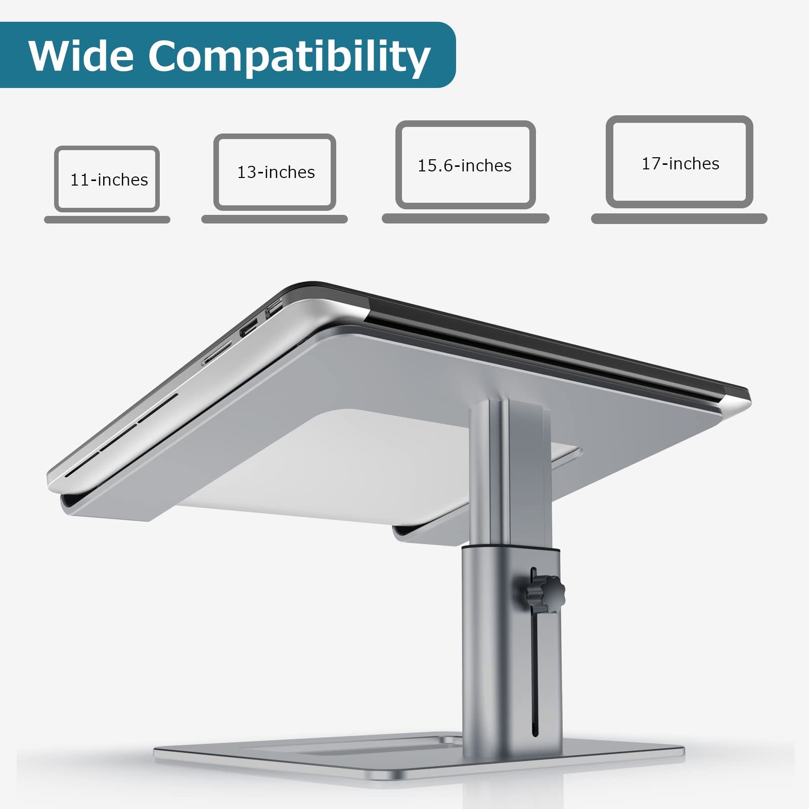 GOKEDA Supporto per computer portatile, ergonomico regolabile, supporto per altezza in lega di alluminio, compatibile con MacBook Air Pro, Dell, HP, Lenovo Samsung (più laptop da 11 a 17 pollici)
