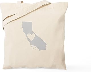 CafePress Heart California Tote Bag Natural Canvas Tote Bag, Reusable Shopping Bag