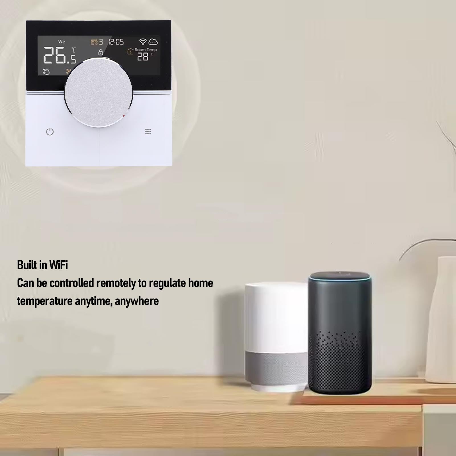 POENVFPO Termostato Intelligente, Cronotermostato WiFi con Controllo Remoto, Display Intuitivo e Regolazione Flessibile per Caldaia Murale, Comfort Personalizzato, Design Salvaspazio