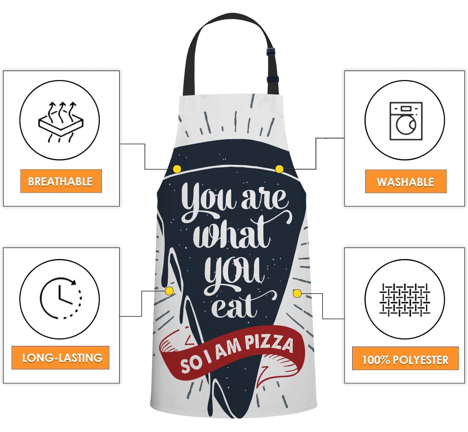 Smooffly You Are What You Eat Apron Adjustable Apron Cooking Kitchen Chef Women Men Aprons for Home Kitchen Restaurant - Image 4