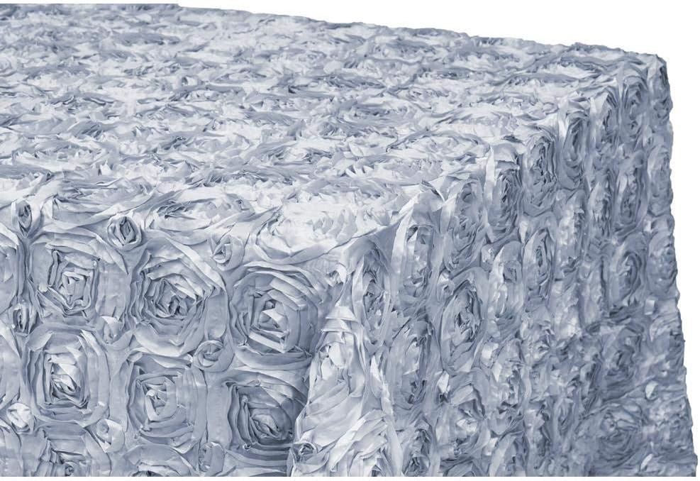 Rosette Satin Tablecloth - 90" x 132" | Rectangular | Dusty Blue | 1 Pc.