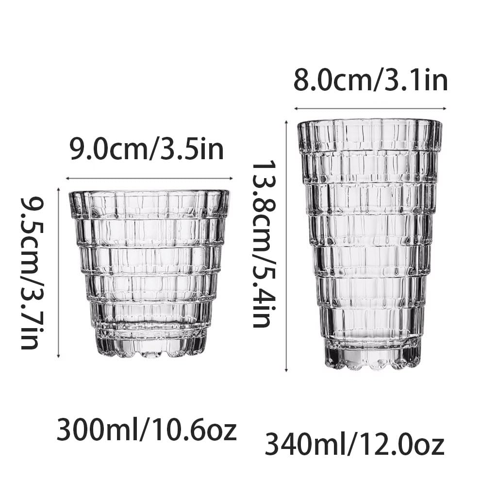 PEKJI Home Simple Glass Drinking Cup Transparent Juice Beverage Cup Creative Whiskey Cocktail Glasses Beer Mug ice Coffee Cup, Large, 2 Pack