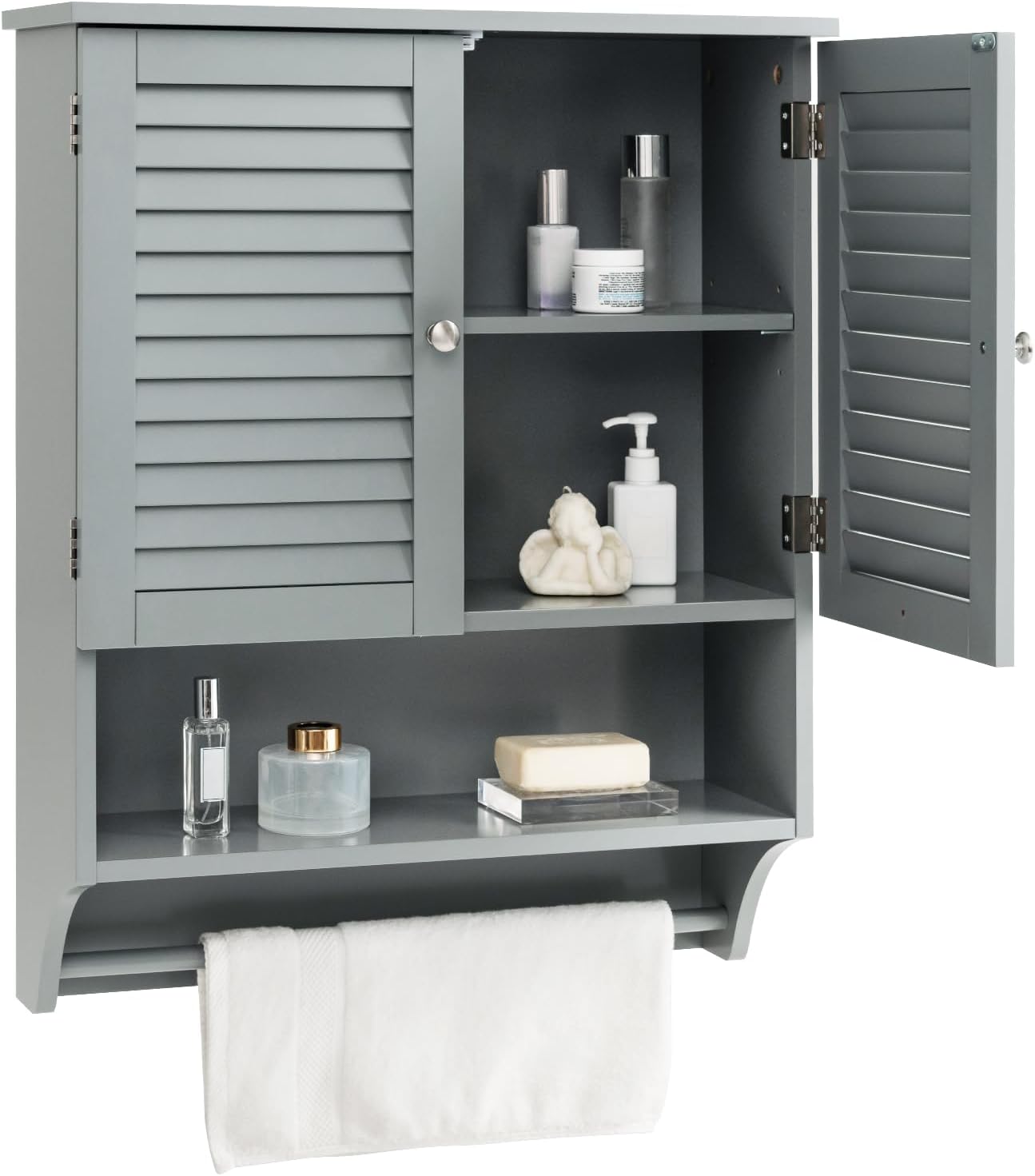 RELAX4LIFE Bathroom Wall Cabinet, Wooden Storage Cabinet with Sliding ...