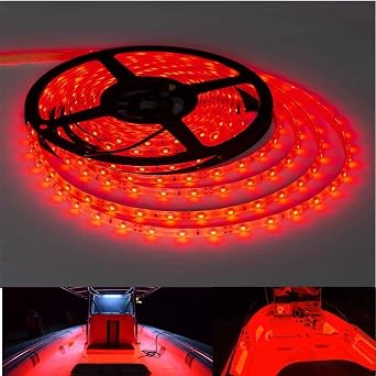 25FT LED Boat Lights, Waterproof Marine Pontoon Led Strip Lights, Boat Deck Interior Light, Boats Accessories, Under Gunnel Lighting, Night Fishing Light for Pontoon Fishing Boats (Red)