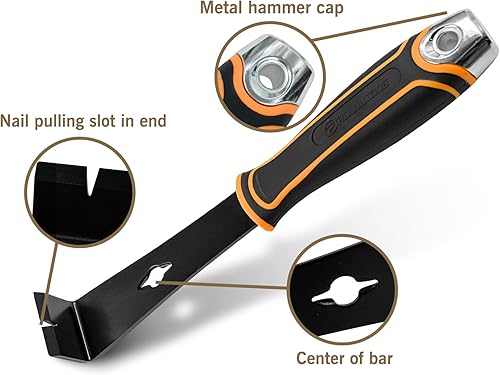 Miniatura 2 de ROLLINGDOG Barra de palanca pequeña de 1.5 pulgadas, barra de palanca plana y fina para moldura de acero inoxidable con revestimiento protector,