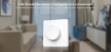 MiBOXER K1-W Rotating Switch Panel Remote, Wireless 2.4GHz LED On/Off & Dimmer Wall Remote, Single Color Brightness Control, Magnetic Mount