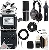 Zoom H5 4-Input 4-Track Portable Handy Recorder with Interchangeable XY Mic Capsule Zoom ZDM-1 Podcast Mic Pack with Microphone