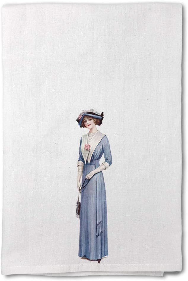 Style In Print Custom Decor Flour Kitchen Towels Victorian Lady Blue Dress Costume & Fashion Women`S Costume & Fashion Women`S Fashion Cleaning Supplies Dish Towels Personalized Text Here