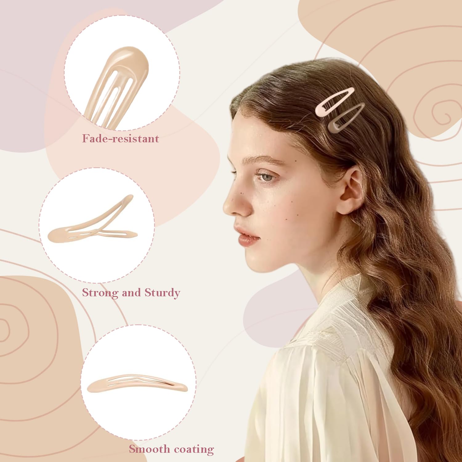 50Pcs Snap Hair Clips Non-Slip, Hair Barrettes for Women Girls HairClip, 2 inch Metal Hair Clips, 5 Colors Hair-Accessories - Image 3