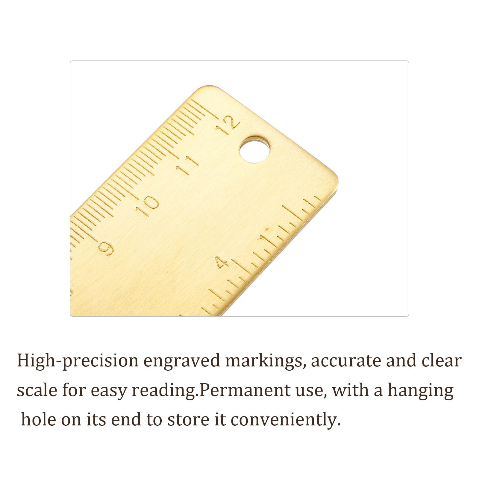 QUARKZMAN 2er-Set Gerades Lineal – 15cm, Aluminiumlegierung, Metrisch, Auch Als Lesezeichen Nutzbar – Gold
