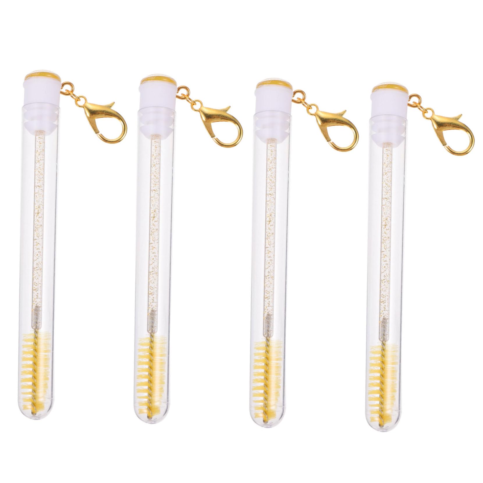 PartyKindom Detachable Eyelash Brush Keychain Yellow Makeup Spoolies Eyebrow Brush Wands