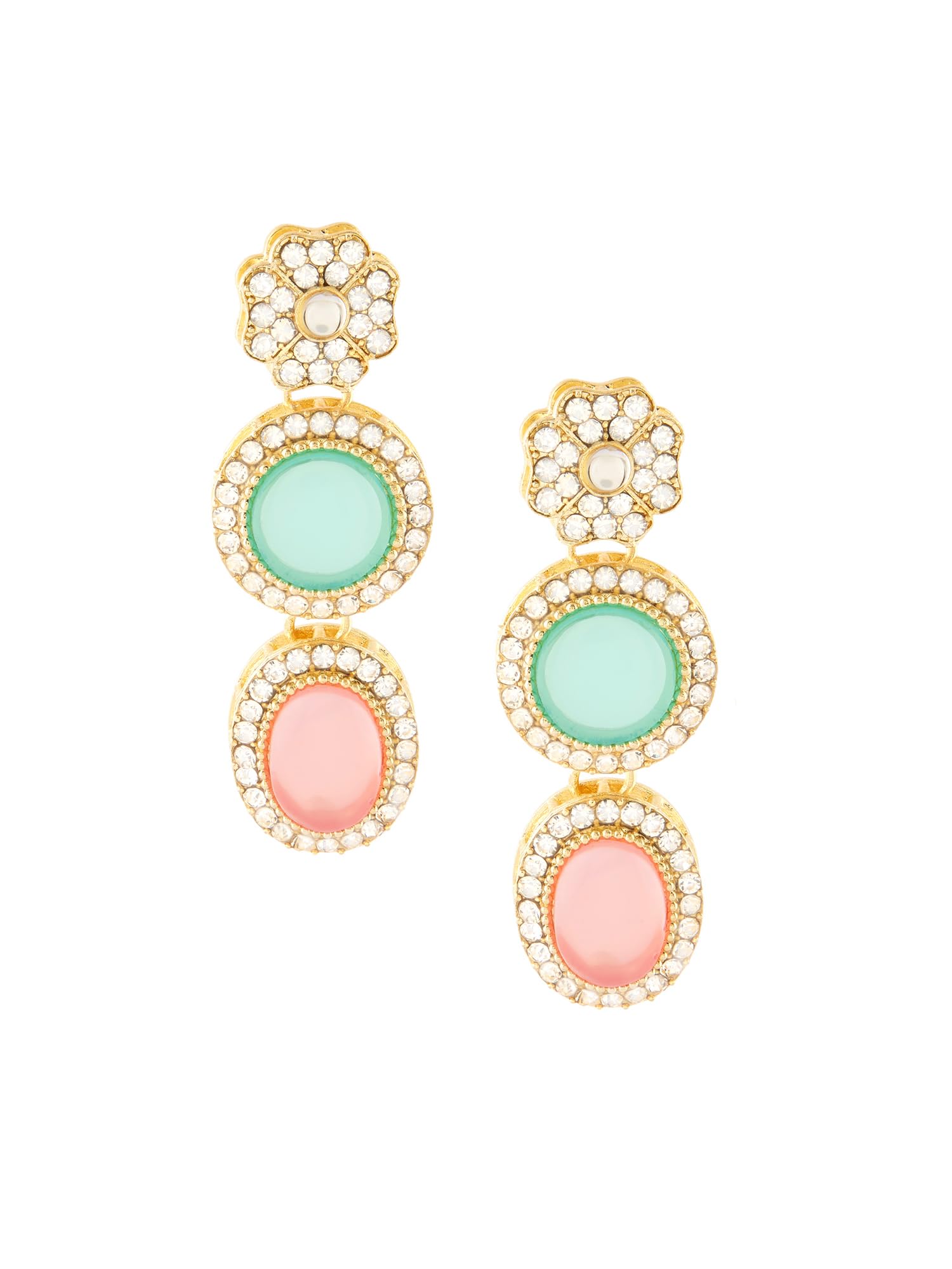 Zaveri Pearls Pink & Turquoise Blue Stones Ethnic Austrian Diamonds Embellished Drop Earring For Women-ZPFK17546 (B0CWV747D5) Amazon Price History, Amazon Price Tracker