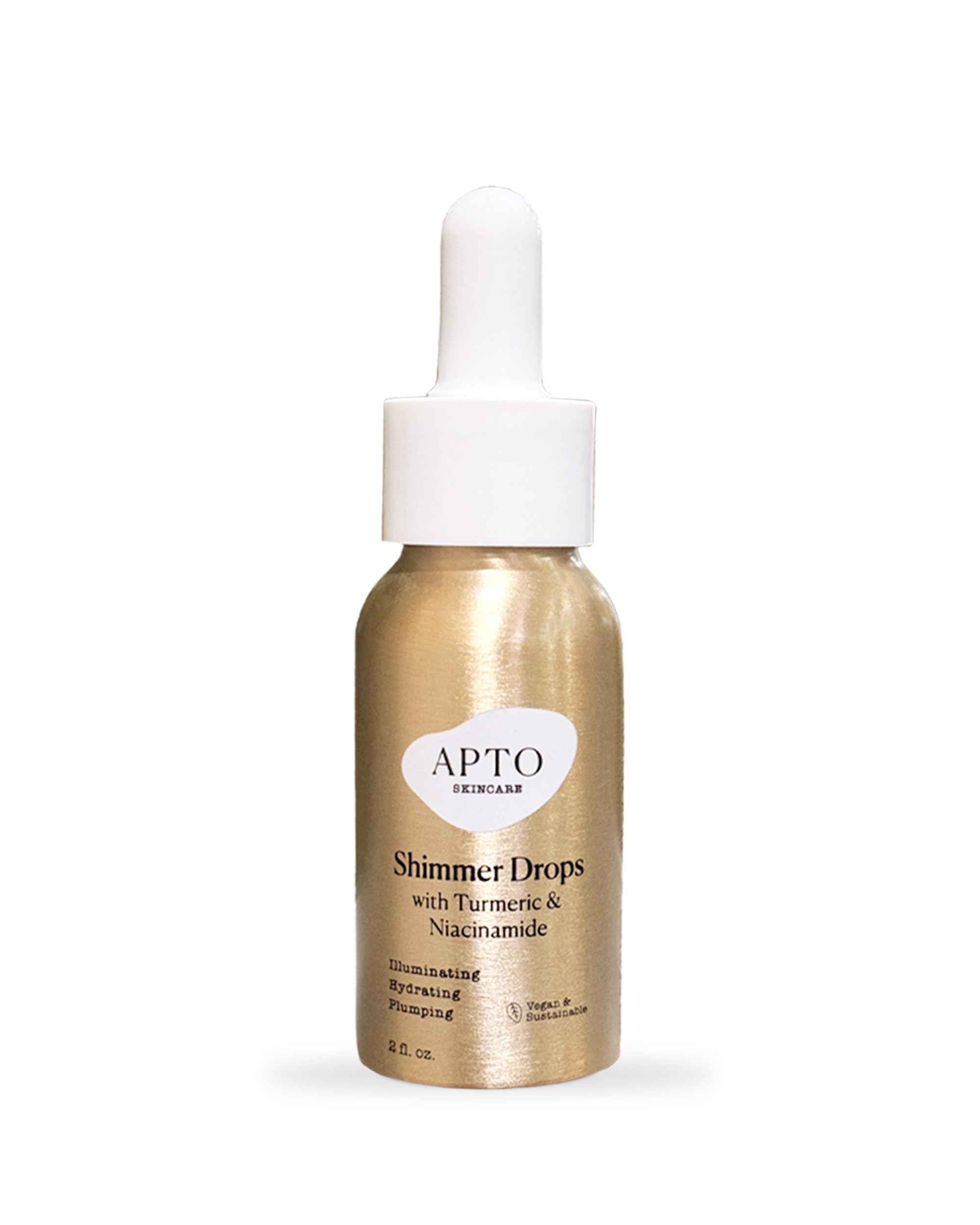 APTO Shimmer Drops w/Turmeric & Niacinamide: Nourishing Serum for a Subtle Sun-Kissed Face or Body Glow, 2 fl. oz.