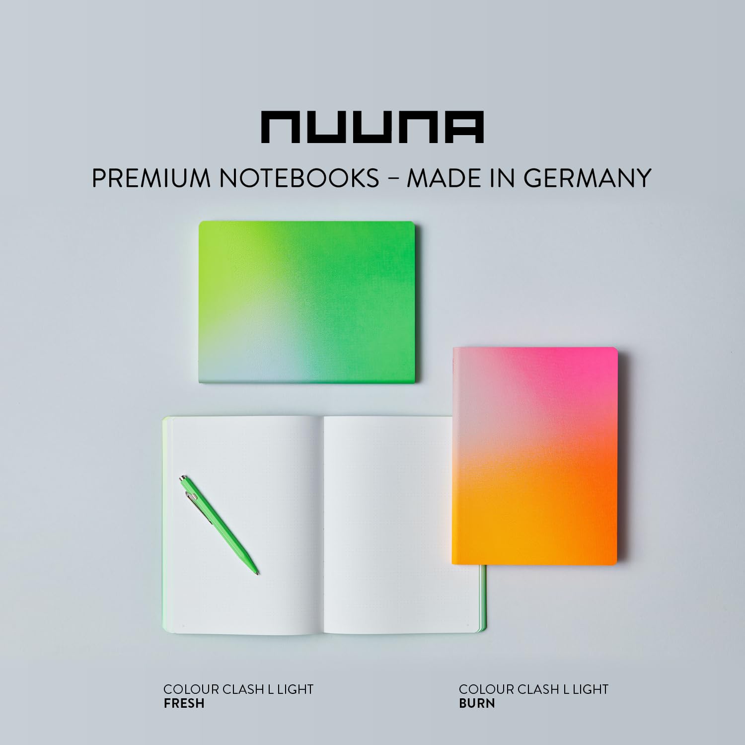 Nuuna Notizbuch A5+ Colour Clash L Light - Burn, Leder rosa