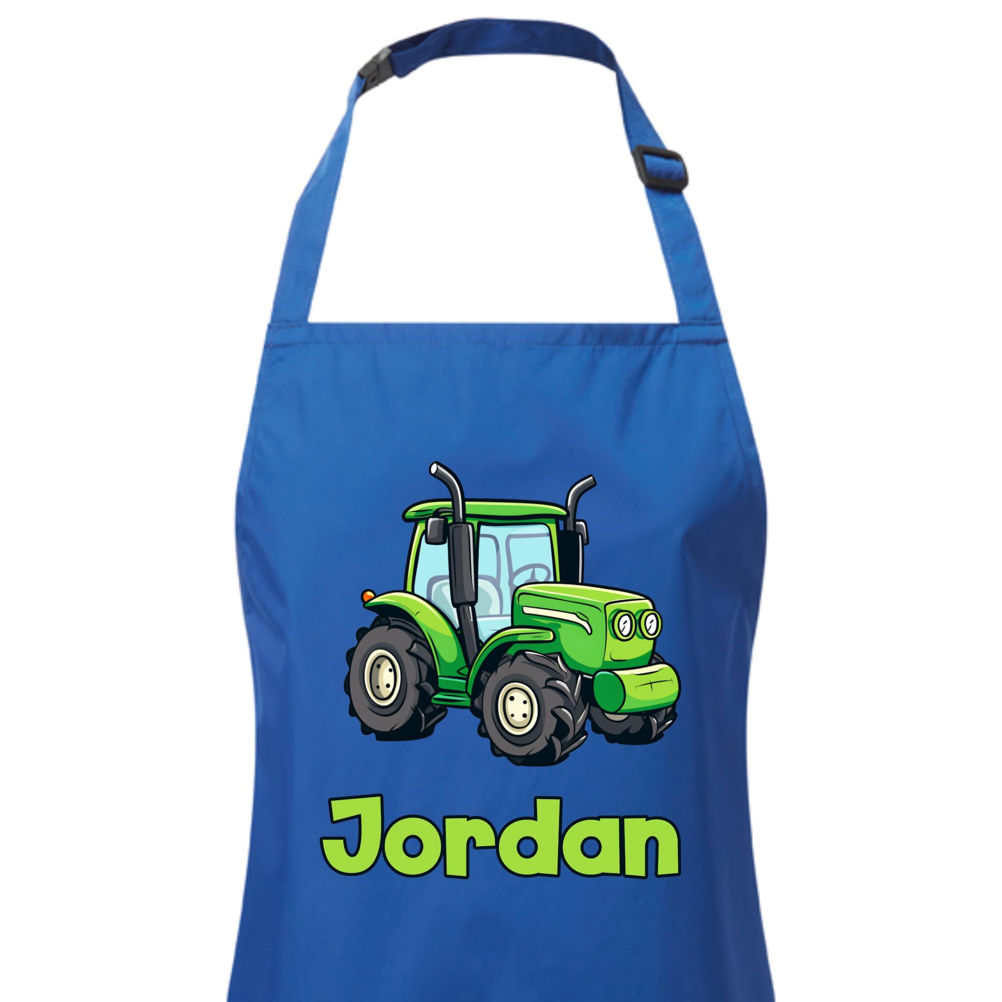 PIXPRINT Personalised Any Name Tractor Waterproof Kids Apron. Craft, Bake, Cook. Boy, Girl, Unisex. Gift, Blue, 7-10 Years - Image 2