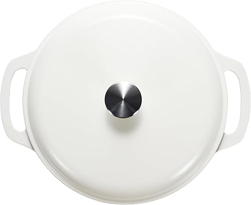 Miniatura 3 de Horno holandés cubierto de hierro fundido esmaltado Tienda Basics, 7.3 cuartos de galón, color blanco mate.