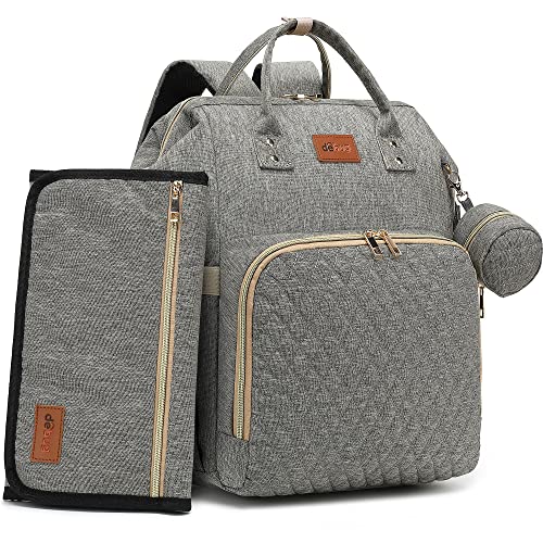 Image of Diaper Backpack With Changing Pad, Pacifier Case - Grey for Girl Boy Newborn Unisex Infant Toddler - Travel Bag for Mom Dad - Registry Baby Shower Gifts, 30L Large Capacity