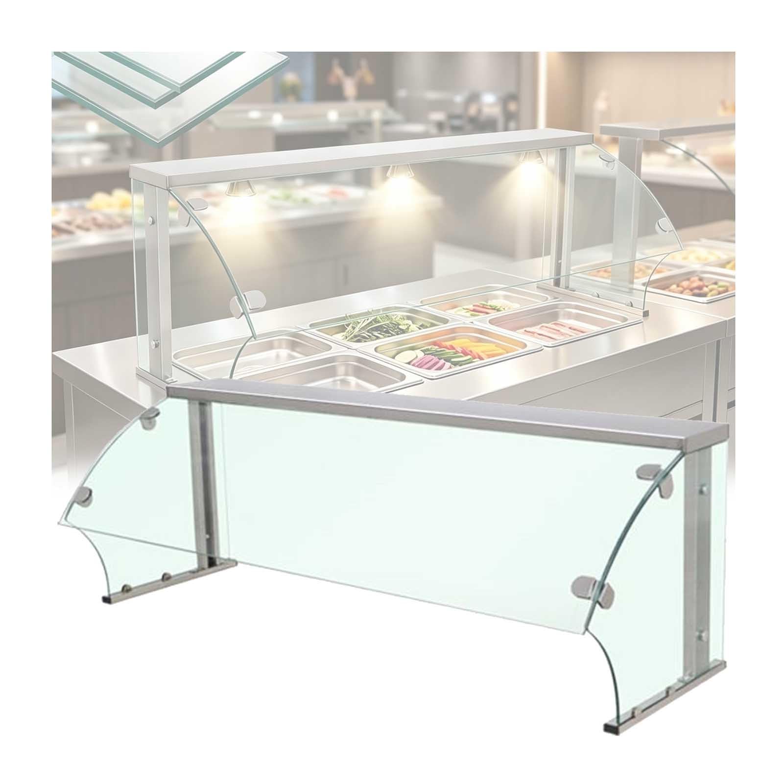 Vetrina commerciale per pasticceria in vetro temperato curvo, struttura in acciaio inox, copertura trasparente per pasticceria e dessert