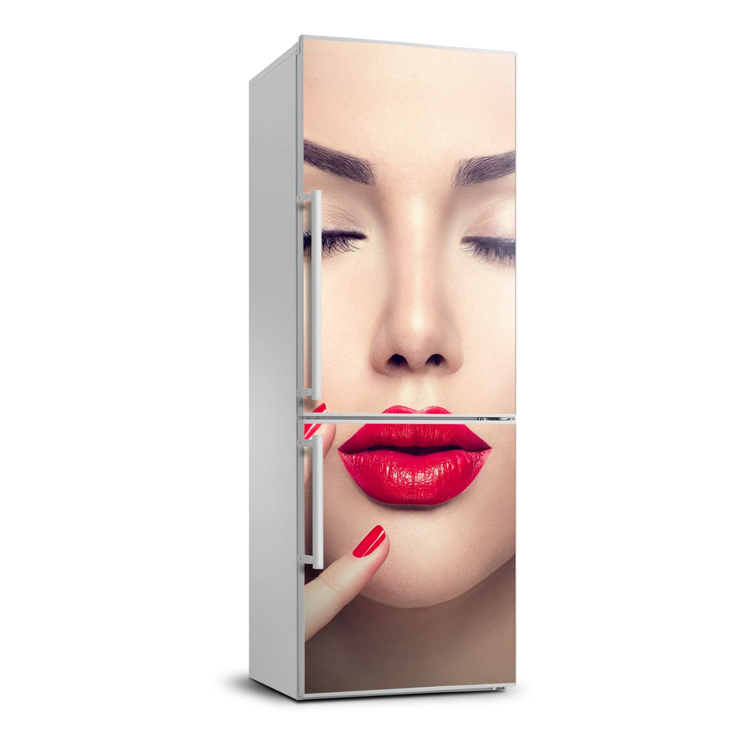 Cubierta de refrigerador lavable y autoadhesiva de 60x180 cm estilo labios rojos de Tulup