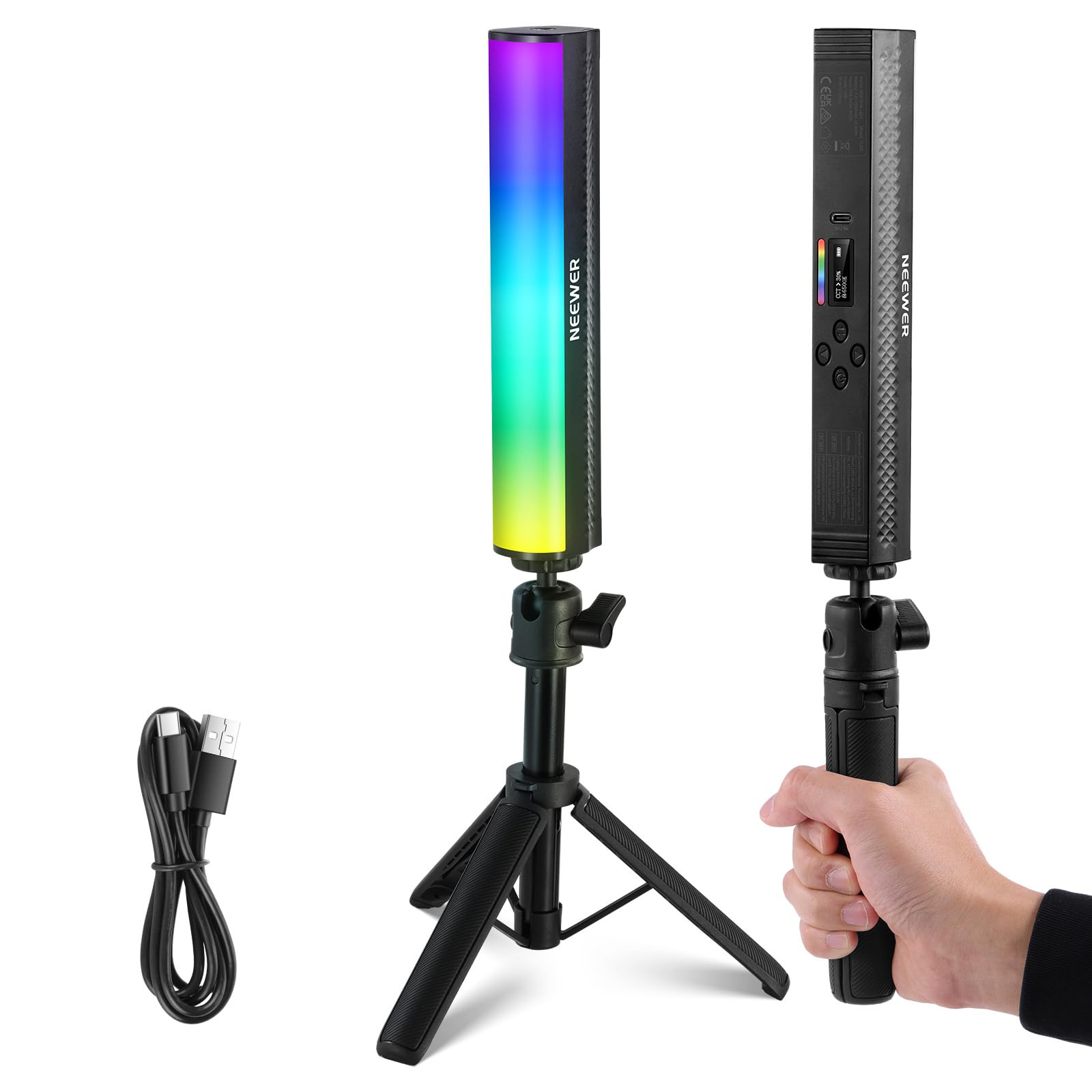 Amazon.com : NEEWER RGB Light Wand with Desk Tripod, Magnetic