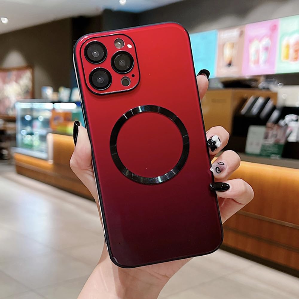 Coque iPhone 12 Pro Max verre dégradé rouge avec protection magnétique - 6