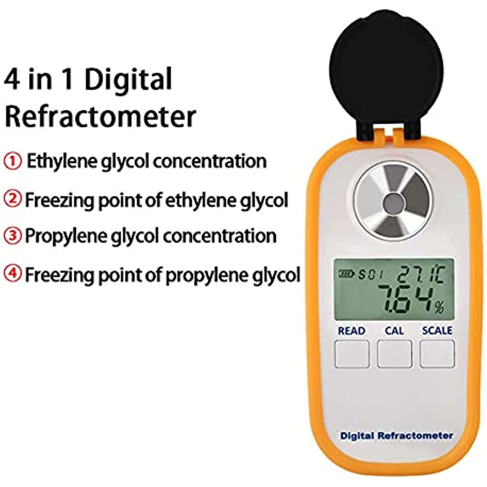 Refractómetro Refractómetro Electrónico para Automóvil, Refractómetro Digital LED De Mano, para Medidor De Concentración De Glicol Propilenglicol, Se Puede Medir con Precisión