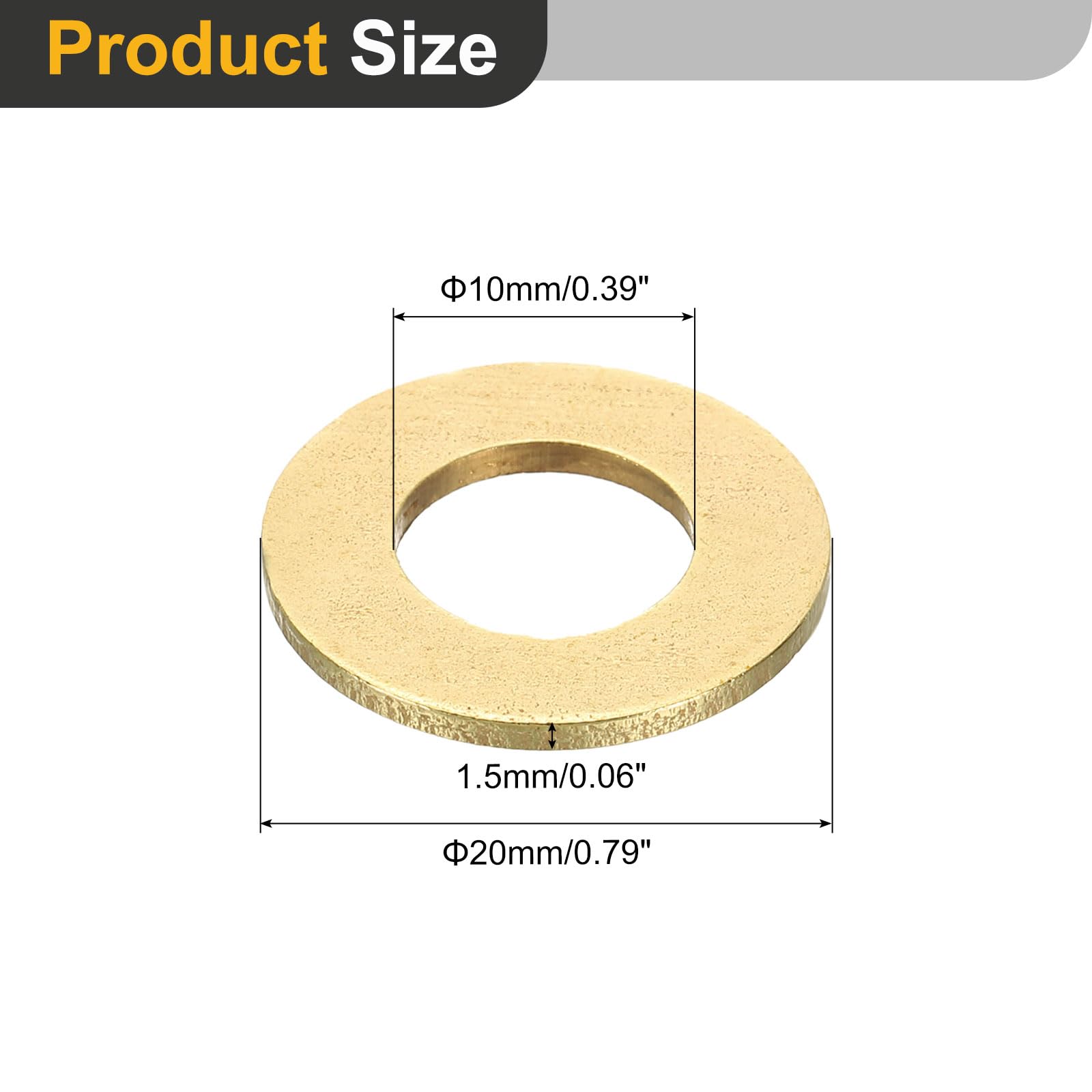 QUARKZMAN 8 Pz Rondelle Ottone M10 Rondella Piatta, 20mm OD, 1.5mm Spessore Guarnizione Metallo Anello per Viti Bulloni Dadi