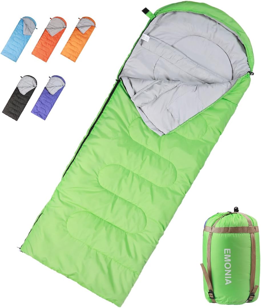 EMONIA Camping Sleeping Bag, 3-4 Season Waterproof Outdoor Hiking Backpacking Sleeping Bag Perfect for Traveling,Lightweight Portable Envelope Sleeping Bags for Adults, Girls and Boys