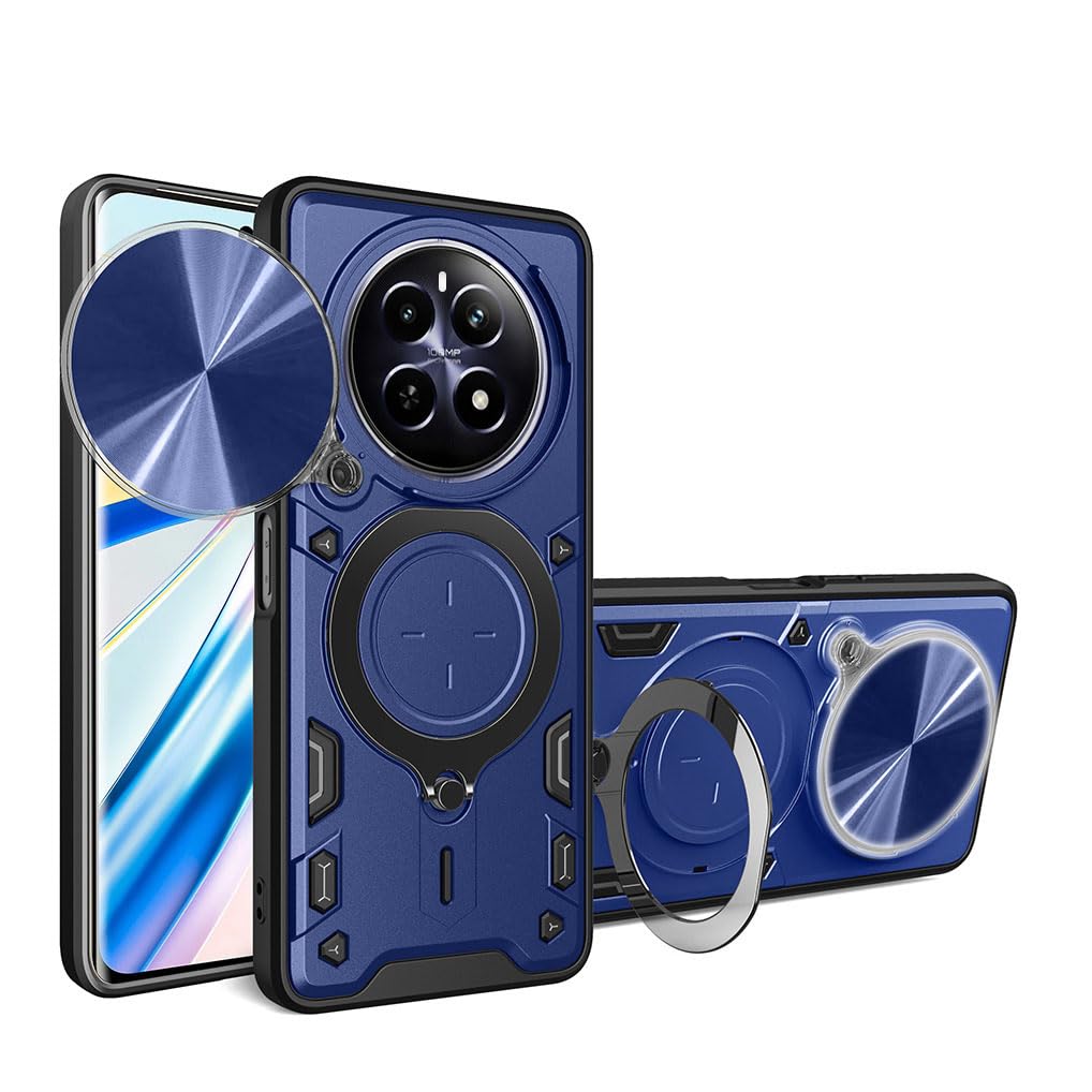 Newlike Back Cover for Sliding Lens Cover and Rotating Holde Magnetic Car Holder Back Cover for Realme 12 Pro -Blue (B0D9M19SVD) Amazon Price History, Amazon Price Tracker