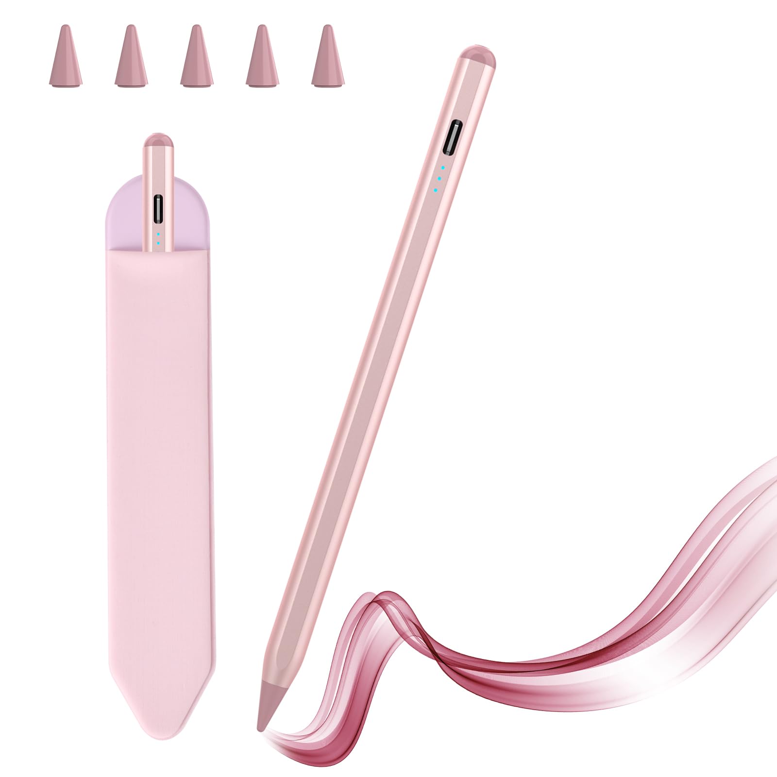 Penna per iPad 2018-2025, Pencil per iPad con Palm Rejection, Ricarica rapida, Sensibilità All'inclinazione, per iPad 11 A16/10/9/8/7/6, Air 3/4/5/M2/M3, Pro 13/12,9/11", Mini 5/6/7