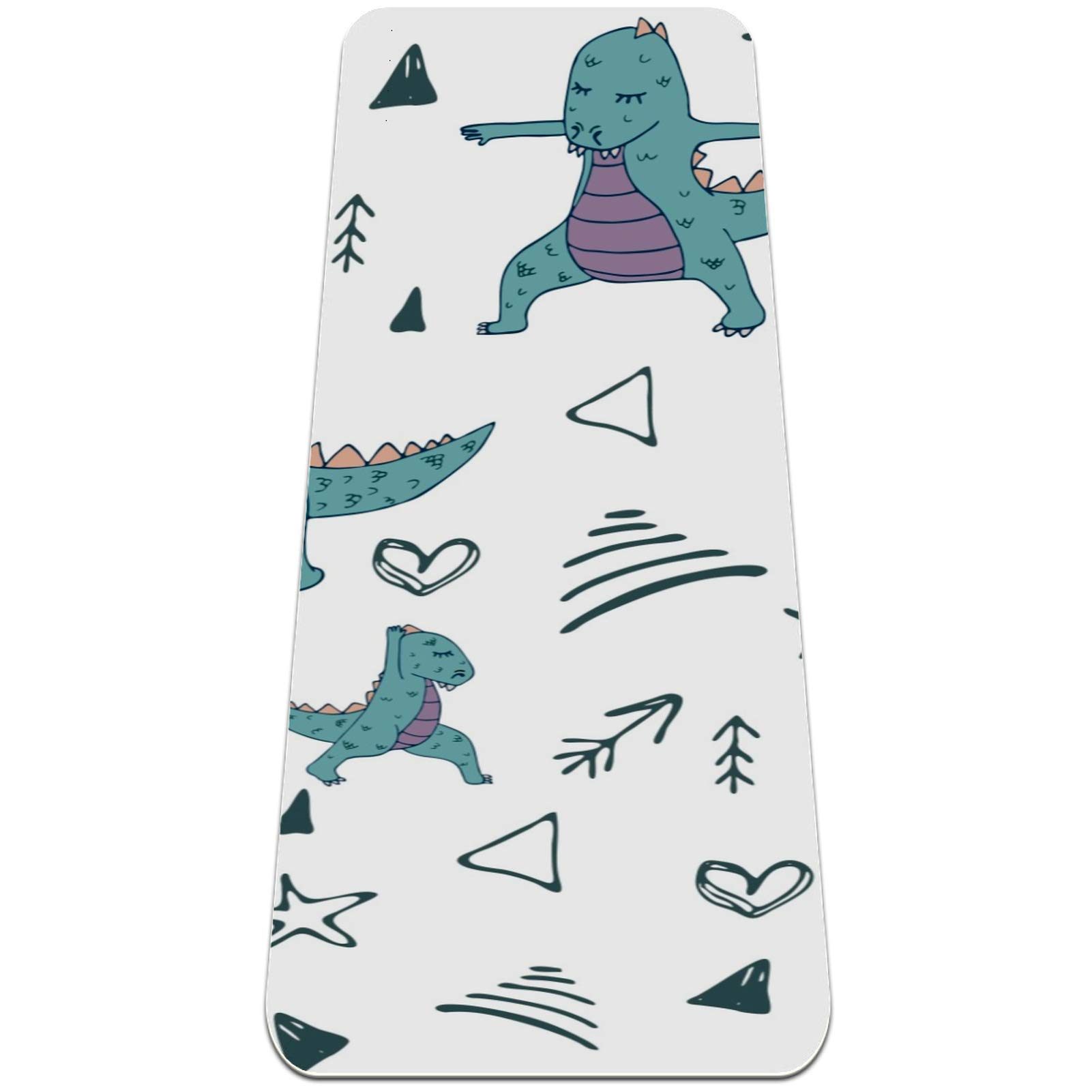 AIBILI Yoga Mat for Women Premium 6mm Thick Mat, Eco Friendly, High Performance Grip,Ultra Dense Cushioning for Support and Stability in Yoga Dino pattern