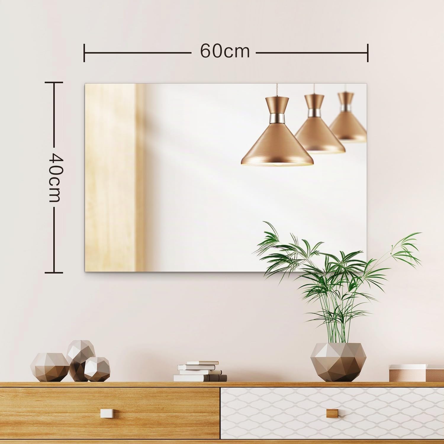 Miroir Rectangulaire Mural sans Cadre 40x60 cm, Miroir Salle de Bain Moderne, Miroir Mural Rectangulaire pour Salle de Bain, Salon, Chambre, Entree Maison