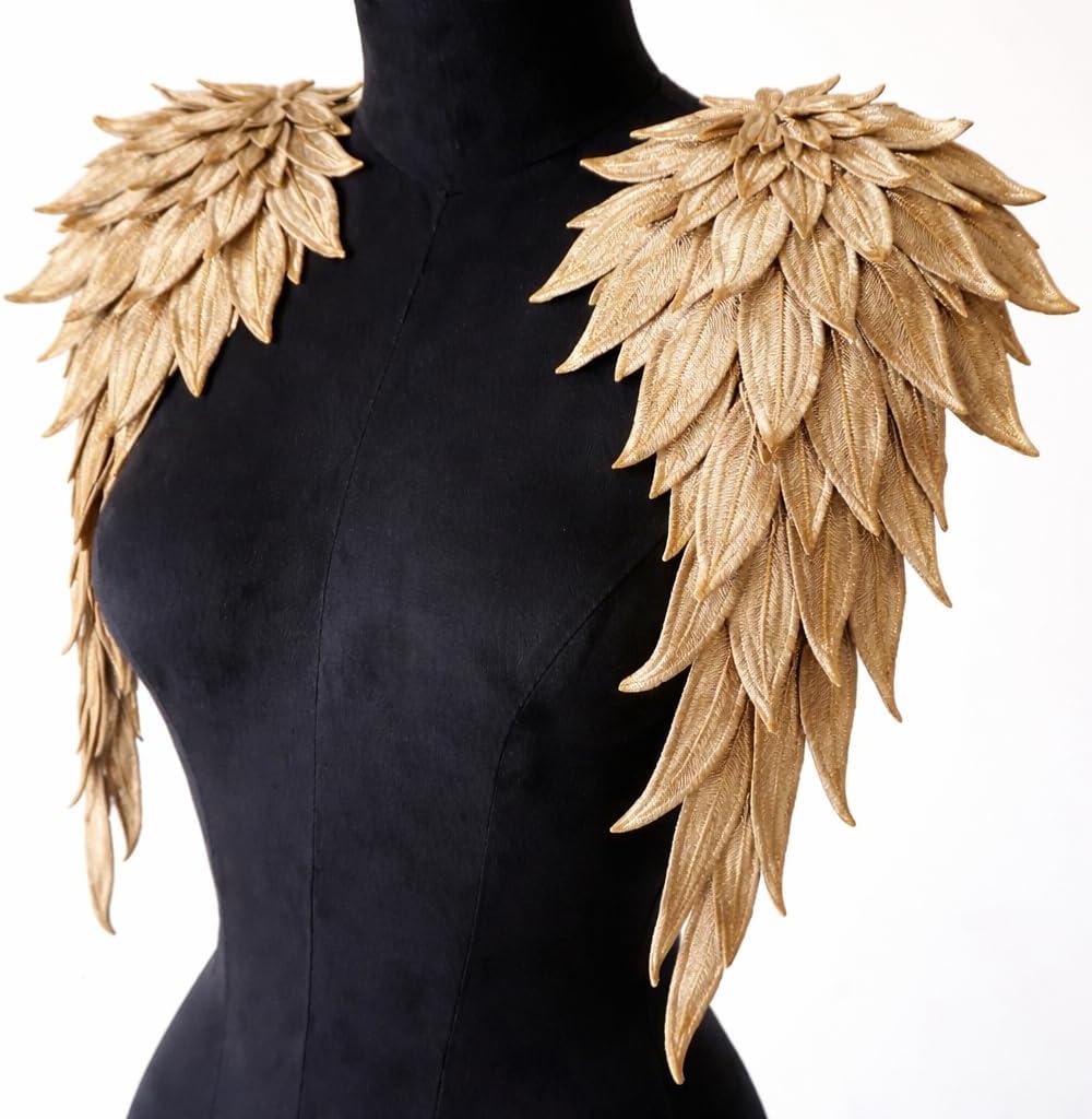 Embroidery Patch Khaki Angel Wings Patch sew on Patch Embroidered ONE Side Measurement Size in inches : 16" (Height) * 6.7" (Width) 2 pees Left or Right (555)