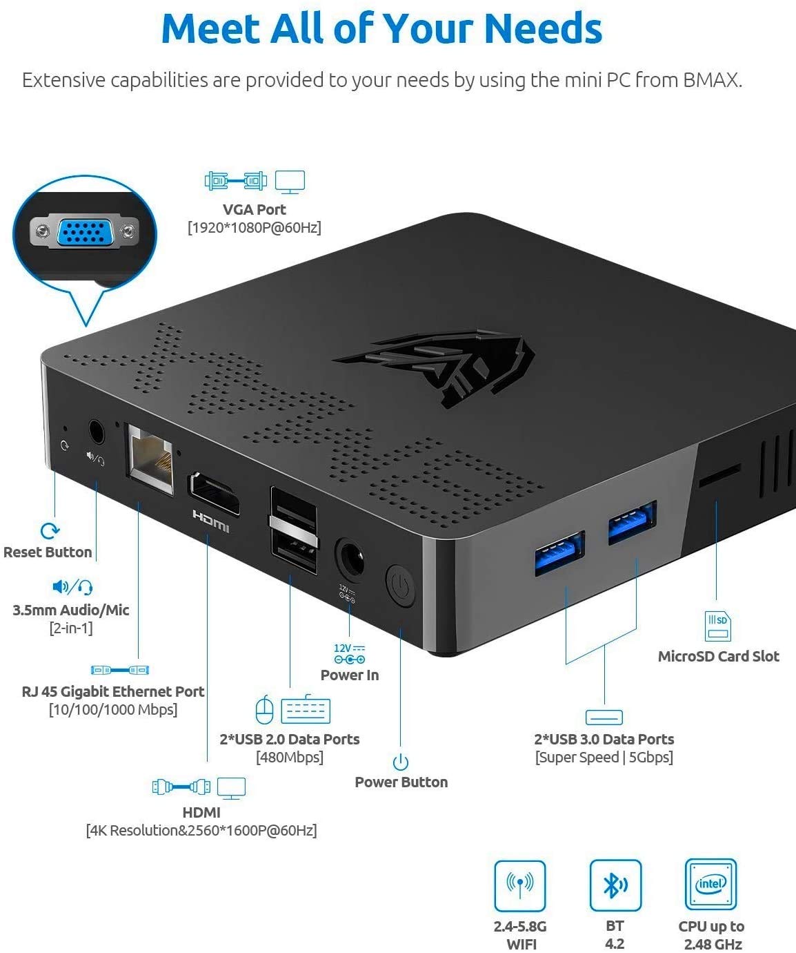 BMAX-B1ミニPC BMAX Komputer Mini PC BMAX B1 Plus 6/64GB Intel N3350