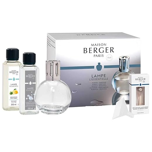 LAMPE BERGER Starter Set Essentiel Duftlampe, Glas, Transparent/Silber, 15 cm