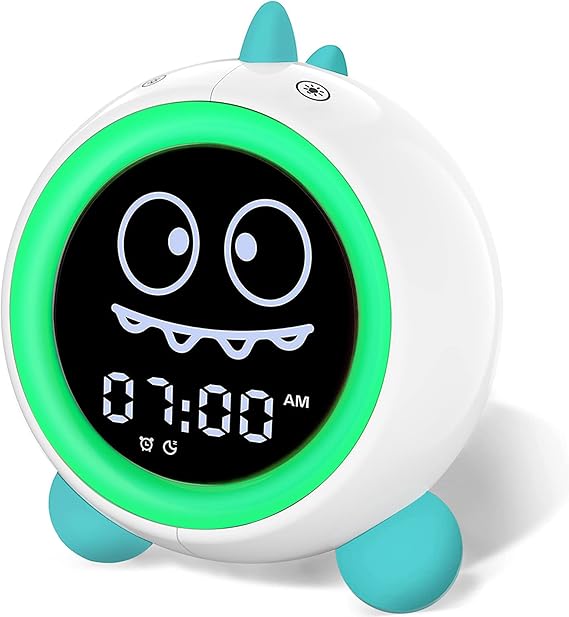 Kids Alarm Clock, Toddler Sleep Training Clock with Night Lights, Sound
