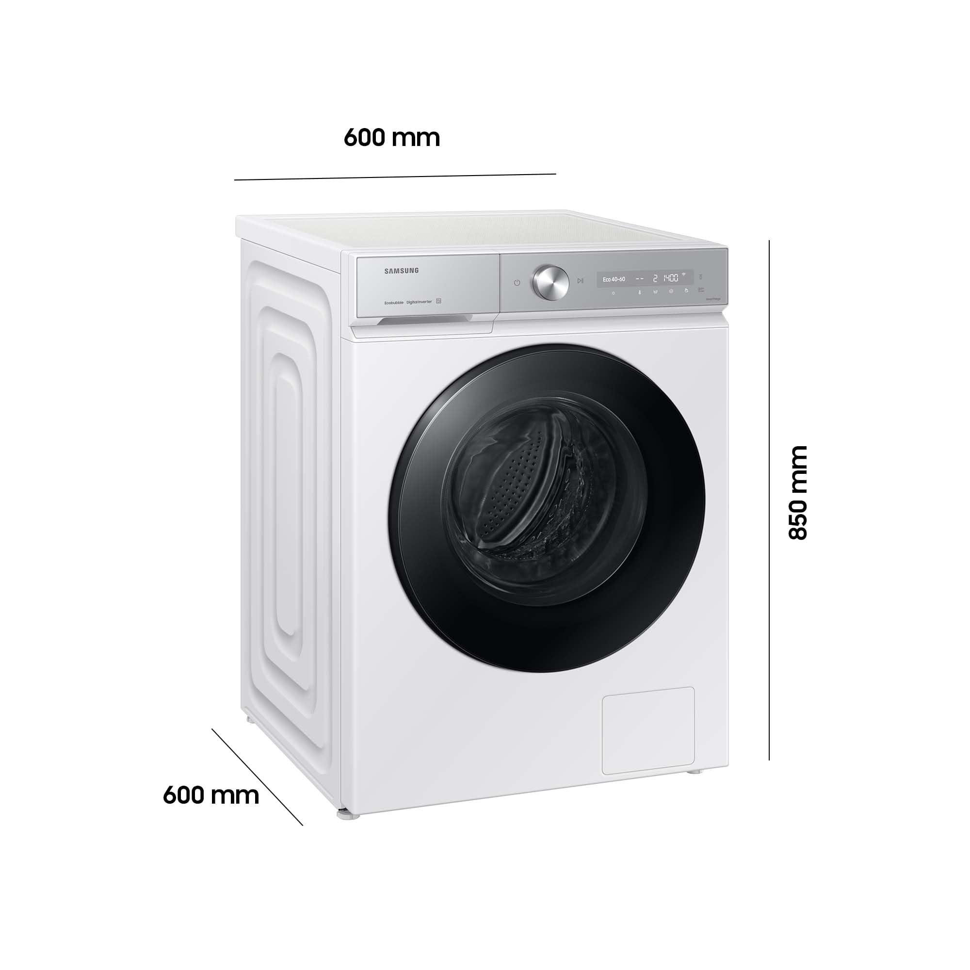 Samsung WW11DB8B95GHU2 Bespoke Waschmaschine, 11 kg, 1400 U/min, EEK: A (-40%), AI Ecobubble, QuickDrive, AI Wash, SuperSpeed 39 Min, Weiß