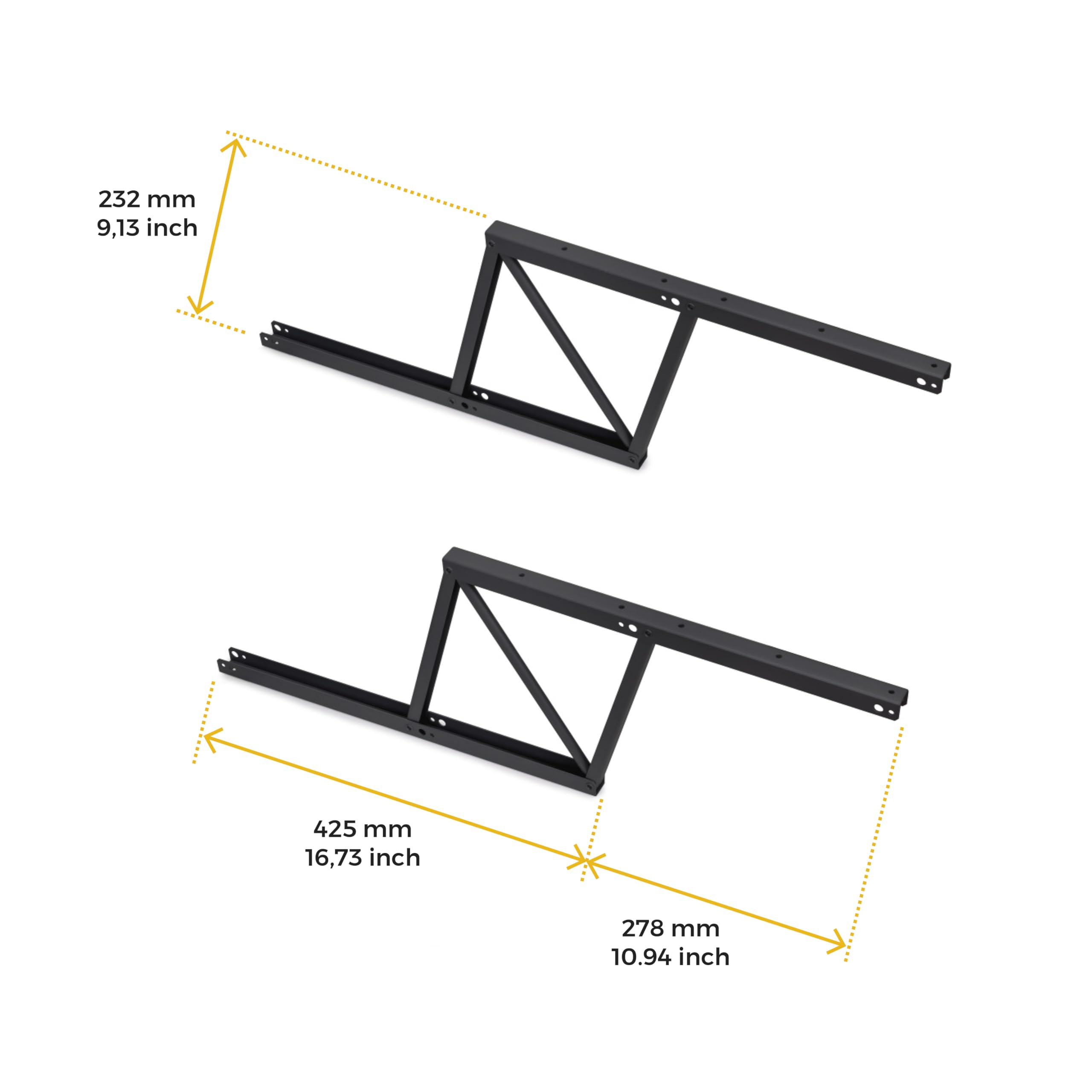 Emuca - Ensemble de mécanismes de levage pour tables basses, permette elevare la mesa 192mm, Acier, Peint en noir