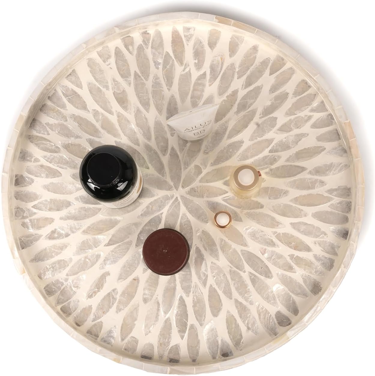 CLAYNIX Mother of Pearl Turntable Organizer - Table & Countertop, Cabinet & Pantry Lazy Susan (12.5 in)