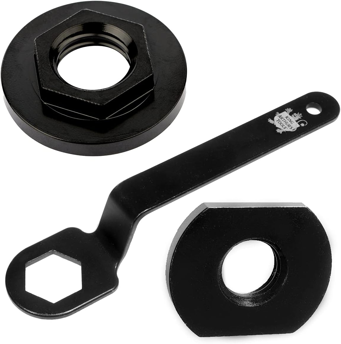 King Arthur's Tools Universal Wrench, Flange & Nut Set for Angle Grinder - Fits most makes & models of electric & pneumatic power tools with standard 5/8”(16mm) #13730