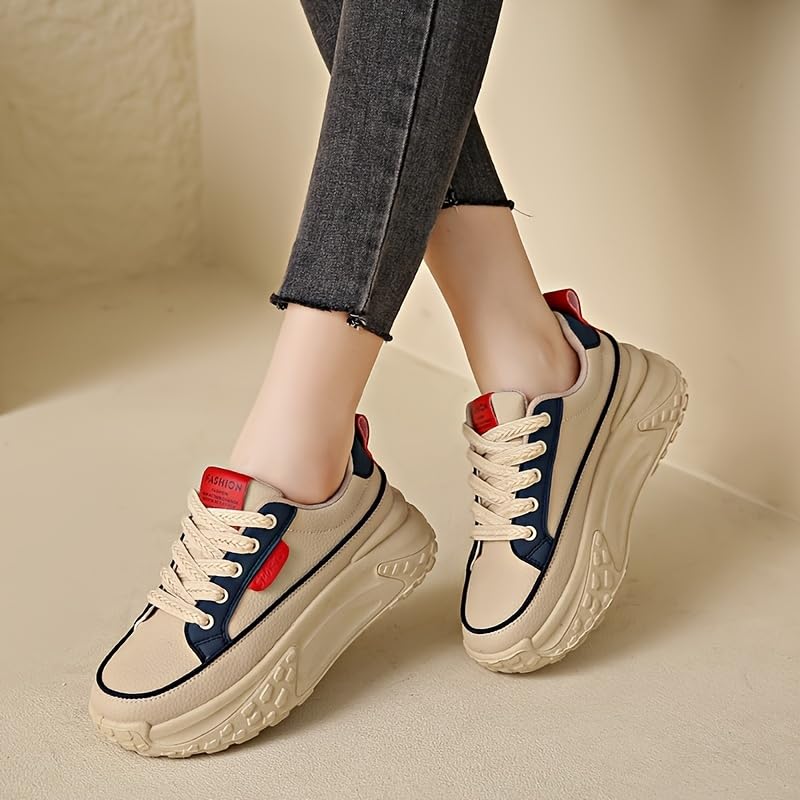 Fashion Women's Thick Sole Sneakers Color Matching Design, Creative Design3