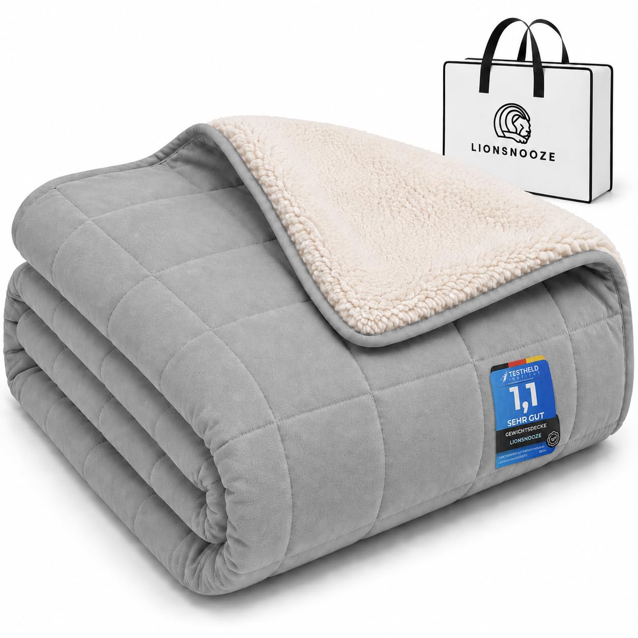 Gewichtsdecke - Weighted Blanket & Therapiedecke 2in1 kühlend & wärmend - Schwere Decke gegen Schlaflosigkeit, Stress & Angst - Bambusfaser Fleece mit Glasperlen - Oeko-TEX