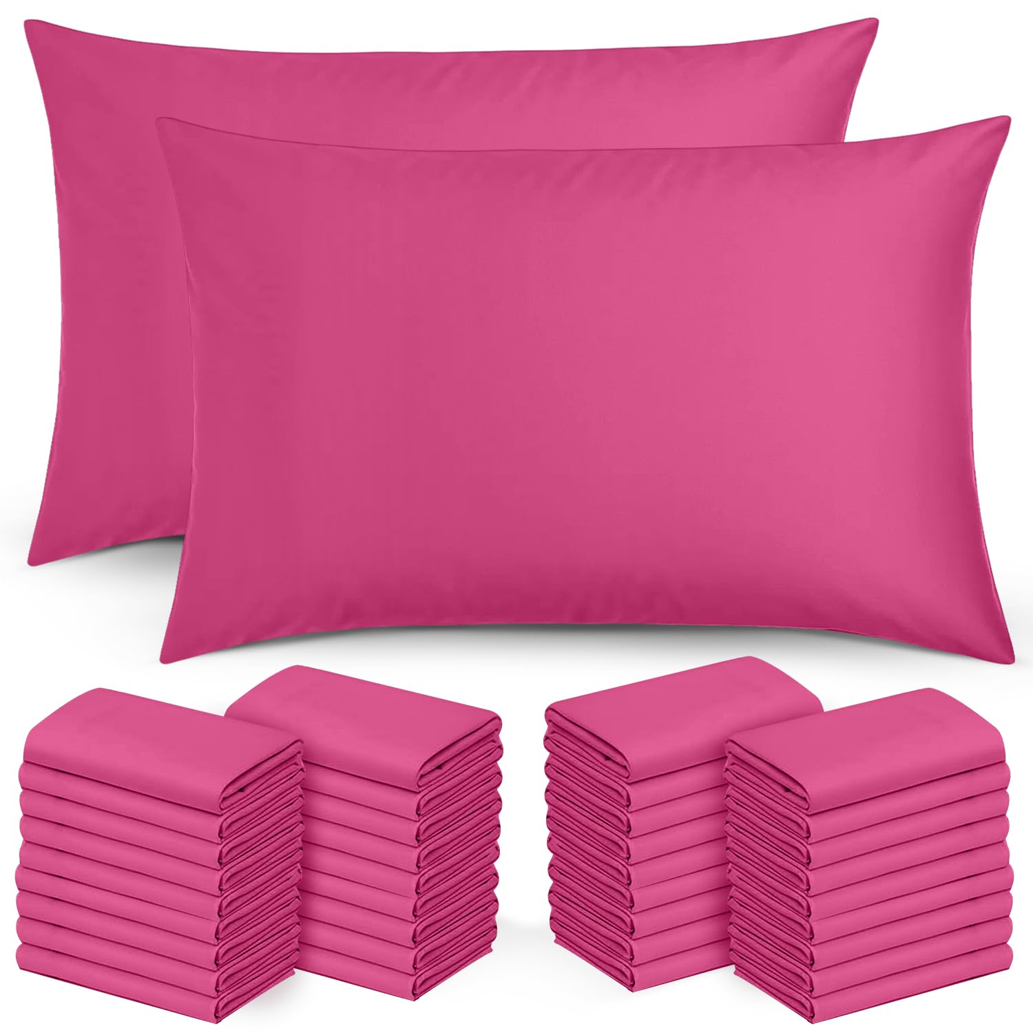Moonlight Bedding Pillow Cases 50 Pack – Pink Pillowcases Envelope Closure Super Soft Brushed Microfiber Standard House Wife Pillow Covers, (50 X 75 CM)