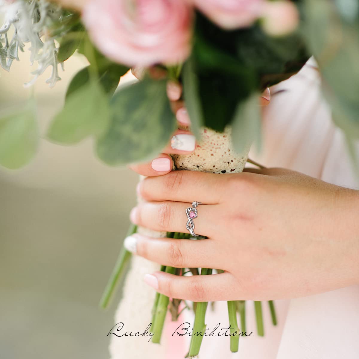 CRYSLOVE Anello Birthstone Cuore Regolabile Donna Argento 925 Ragazze Anello Cuore Regolabile Infinito Anelli Fortunata Banda Gioielli Regalo San Valentino Natale Festa della Madre Compleanno