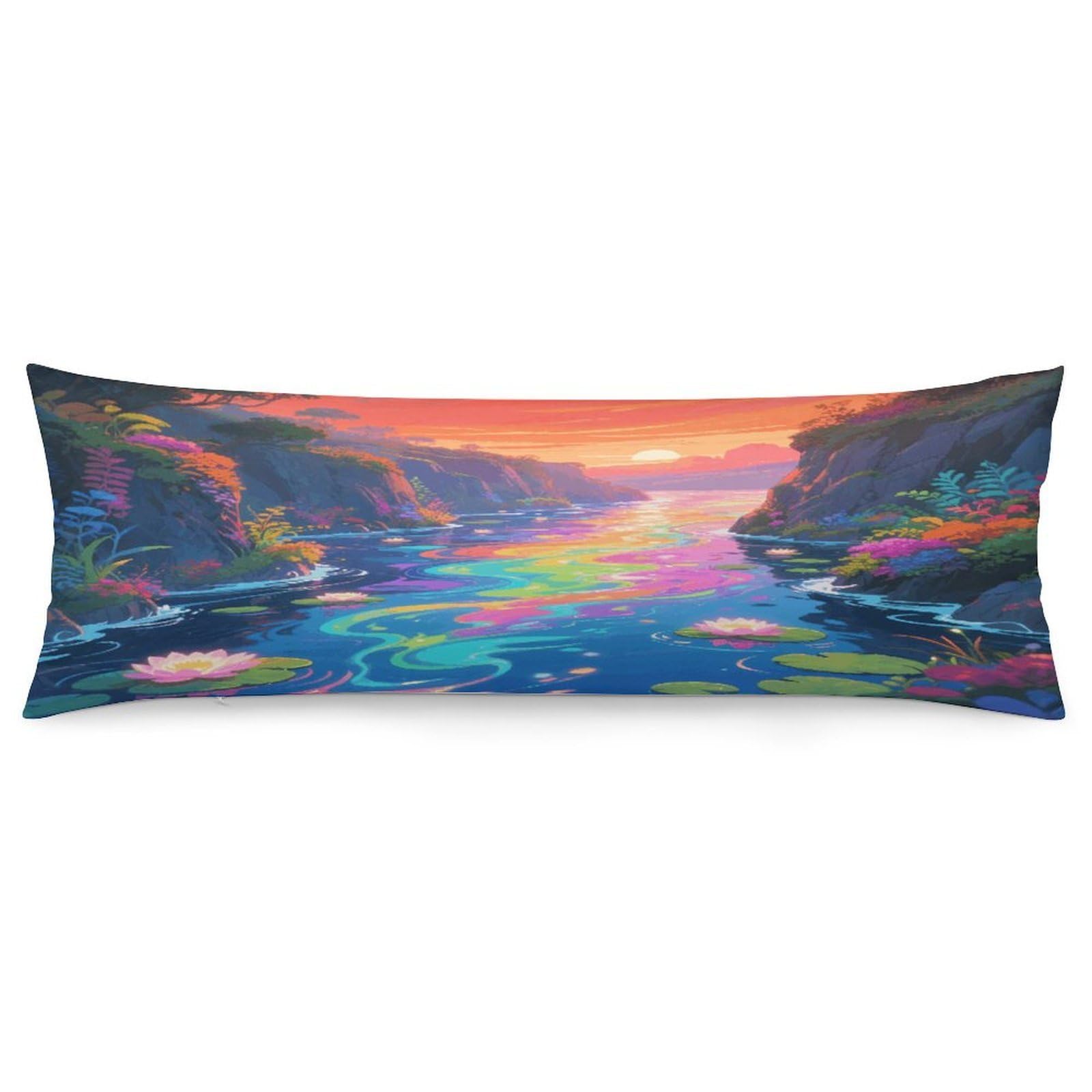 VstaDank Shining River Pillow Cover Decorative Lumbar Pillow Cover 19x53 Inch Long Body Pillows Case Soft Luxury Decorative Throw Pillowcase for Couch Sofa Bedroom Car Decor Pillowcover