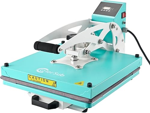 Miniatura 2 de ColorSub Prensa térmica de 15 x 15 para camiseta con cajón deslizante, máquina de prensa de calor por sublimación, verde azulado