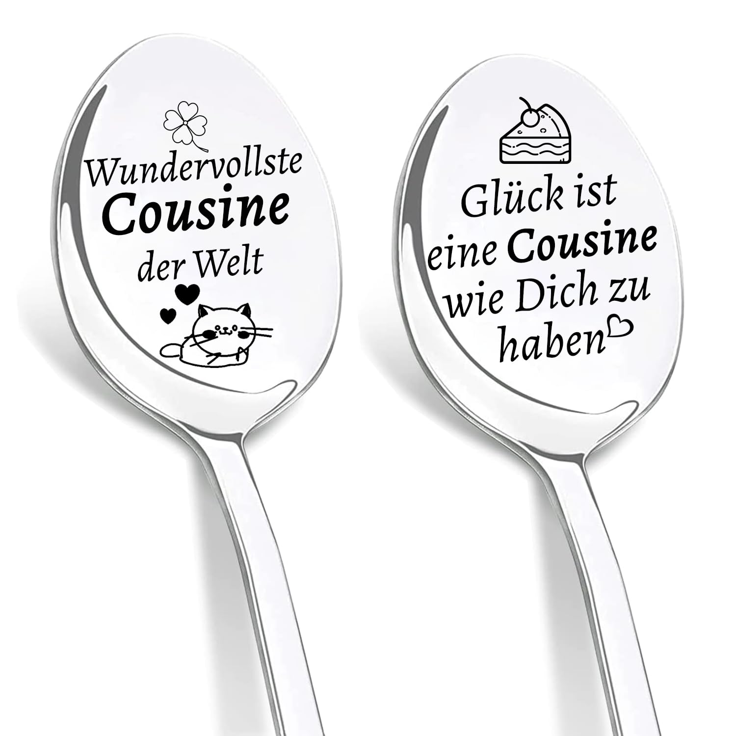 DIKARIYA Kaffeelöffel Geschenk, 2er Löffel mit Gravur, Kaffeelöffel aus Edelstahl, Teelöffel Geschenke für Geburtstage, Jubiläen, Valentinstag, Vatertag, Muttertag