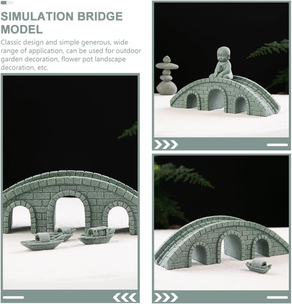 Happyyami Decor Miniature Bridge Statue Bridge Ornament Bridge Model Miniature Scene Bridge Tiny Bridge Tabletop Ornament Bridge Garden Statue Accessories Green Sandstone Sand Table