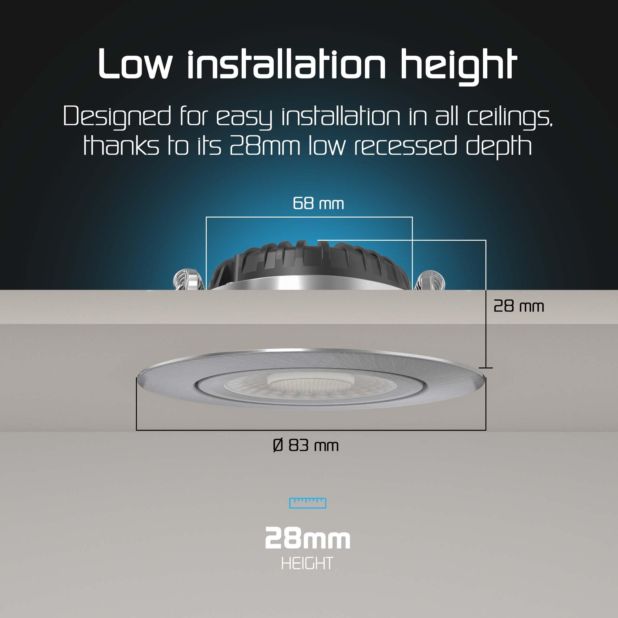 Ledvion - 6x LED Einbaustrahler, 230V, Edelstahl, dim to warm, IP65, wasserdicht, 5W/7W, COB, Downlight, Deckenstrahler, Bad, Küche, warmweiß, Tageslicht, Halogenersatz, Stimmungslicht, kompakt