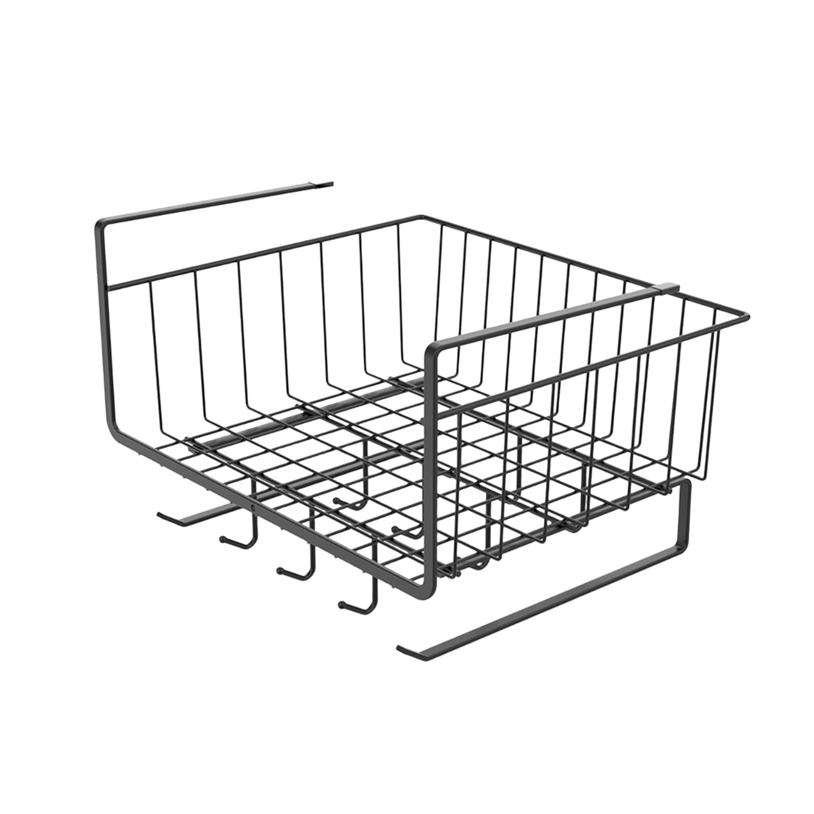 Under Shelf Rack Iron Under Shelf Storage Basket for Cupboard Closet Cabinet Black-image-46